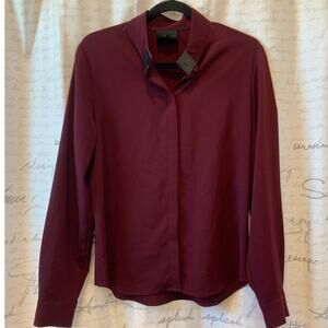 Hotel Particulier L Burgundy Gothic Punk Long Sleeve Embellished Top